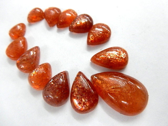 Natural Sunstone Loose Gemstone Cabochon Pear Shape Wholesale 65.60ct-size- 7x10- 14x22mm 13pc Natural Sunstone Loose Gemstone Cabochon Pear Shape Wholesale 65.60ct-size- 7x10- 14x22mm 13pc