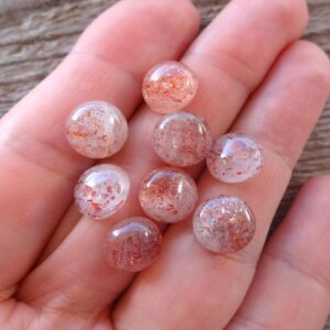 One Small Sunstone Round Cabochon 10x5mm, Ring Size Gemstone Cabochon One Small Sunstone Round Cabochon 10x5mm, Ring Size Gemstone Cabochon