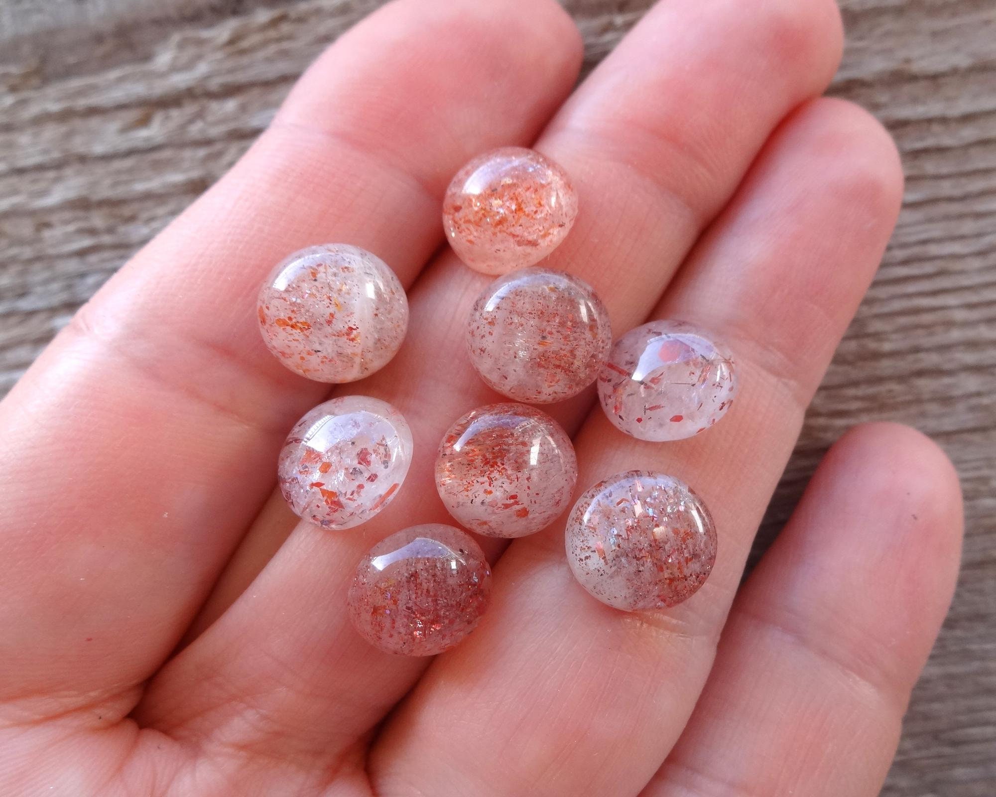 One Small Sunstone Round Cabochon 10x5mm, Ring Size Gemstone Cabochon