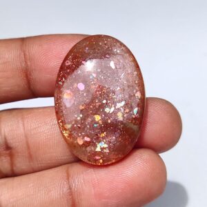 Orange Red Sunstone. Natural Sparkle Sunstone Cabochon. Rainbow Lattice Sunstone Gemstone. Oval Shape Sunstone For Jewelry. 45 Cts Mx-8266 Orange Red Sunstone. Natural Sparkle Sunstone Cabochon. Rainbow Lattice Sunstone Gemstone. Oval Shape Sunstone For Jewelry. 45 Cts Mx-8266