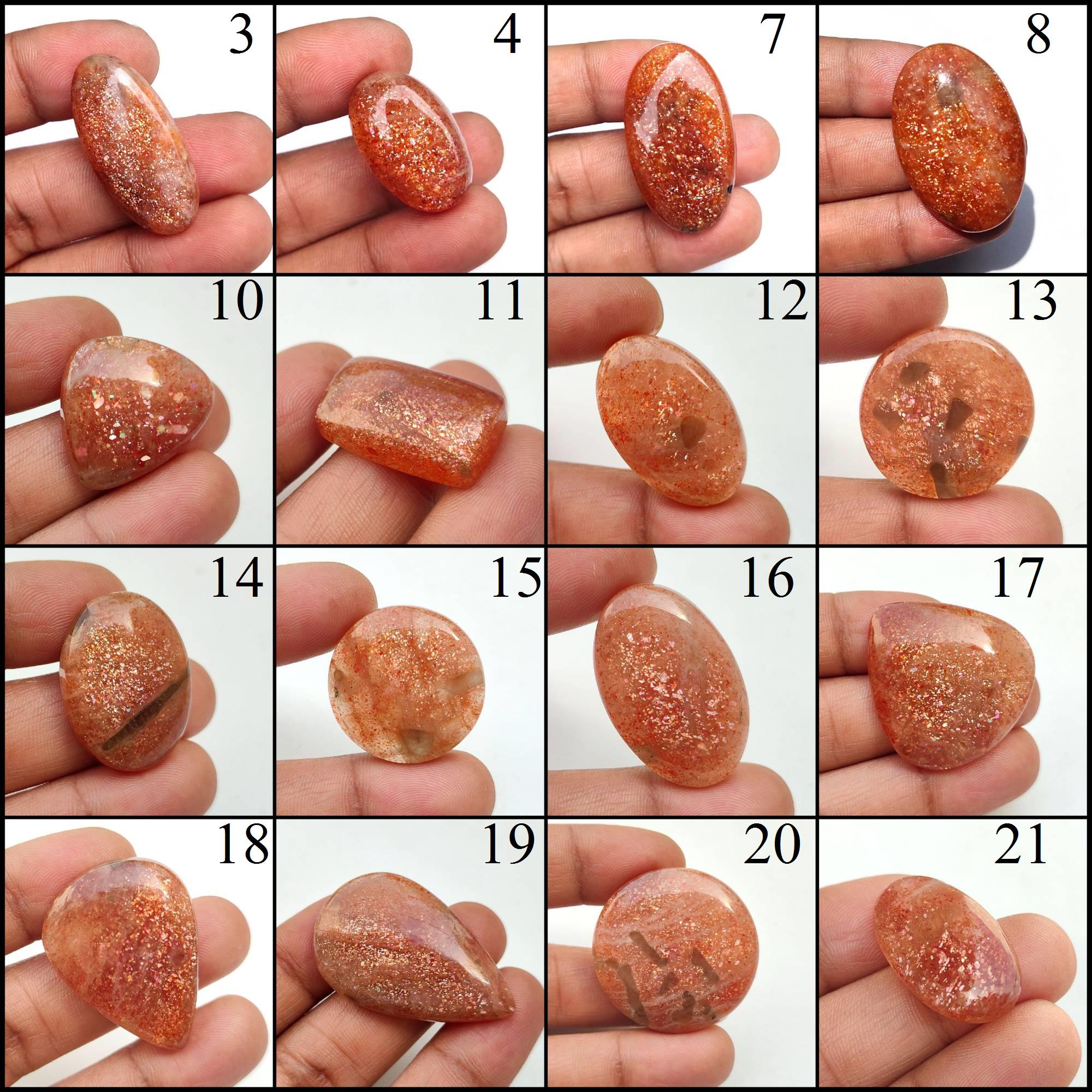 Orange Red Sparkle Rainbow Lattice Sunstone. Natural Sunstone Cabochon. Sunstone Gemstone. Mix Shape Sunstone Loose For Jewelry.