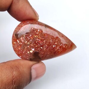 Rainbow Sunstone Cabochon. Natural Sunstone Gemstone. Elegant~ Orange Red Sparkle Lattice Sunstone. Pear Sunstone For Jewelry. 81cts Mx-8267 Rainbow Sunstone Cabochon. Natural Sunstone Gemstone. Elegant~ Orange Red Sparkle Lattice Sunstone. Pear Sunstone For Jewelry. 81cts Mx-8267
