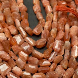 12 Inches Natural Sunstone Laser Cut Nuggets Faceted 9/12mm Approx Beads, Sunstone Nuggets Beads An Amazing Item