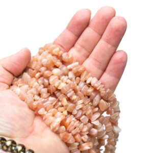 30" Natural Sunstone Crystal Chip Beads 6mm - 8mm - Double Length Strand Gemstone Beads