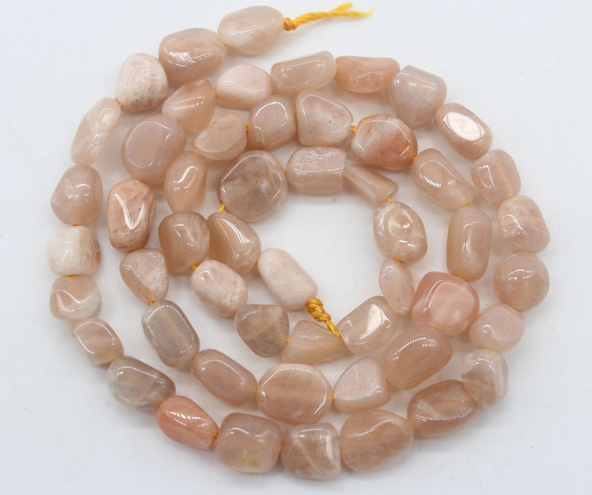6-8mm Nugget Natural Sunstone Gemstone Beads, Irregular Sunstone, Loose Smooth Pebble Beads, Semiprecious Beads, Craft Supplies15.5-nst1220-19