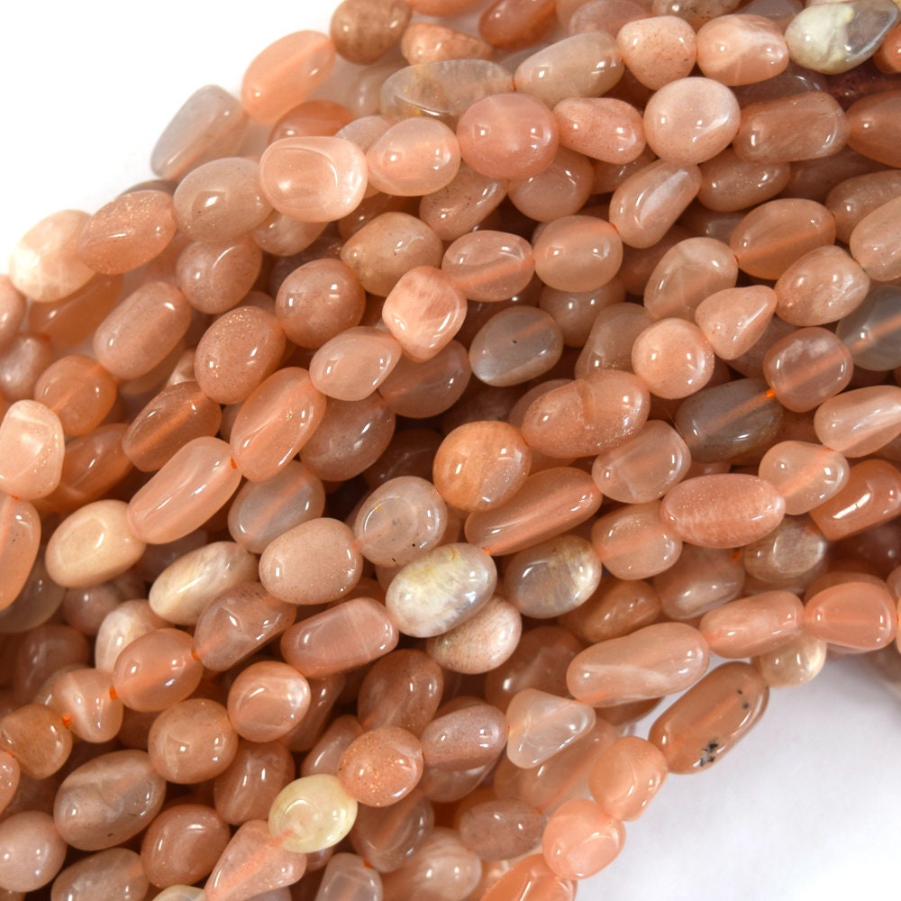 6mm - 8mm Natural Orange Sunstone Pebble Nugget Beads 15.5" Strand 6mm - 8mm Natural Orange Sunstone Pebble Nugget Beads 15.5" Strand