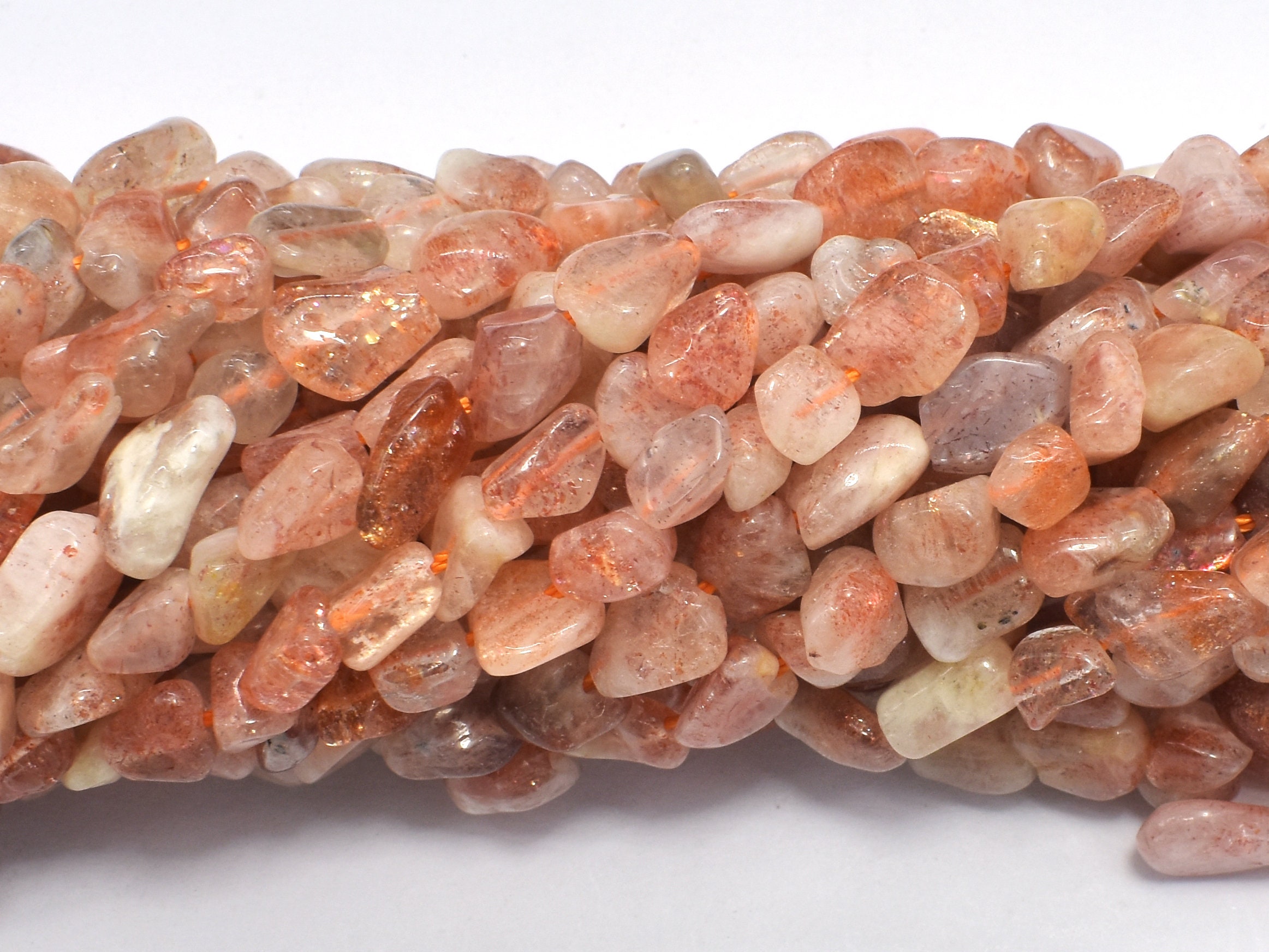 Sunstone, 6x8mm, Nugget Beads, 15.5 Inch, Full Strand, Approx. 55-60 Beads, Hole 1mm (418047002)