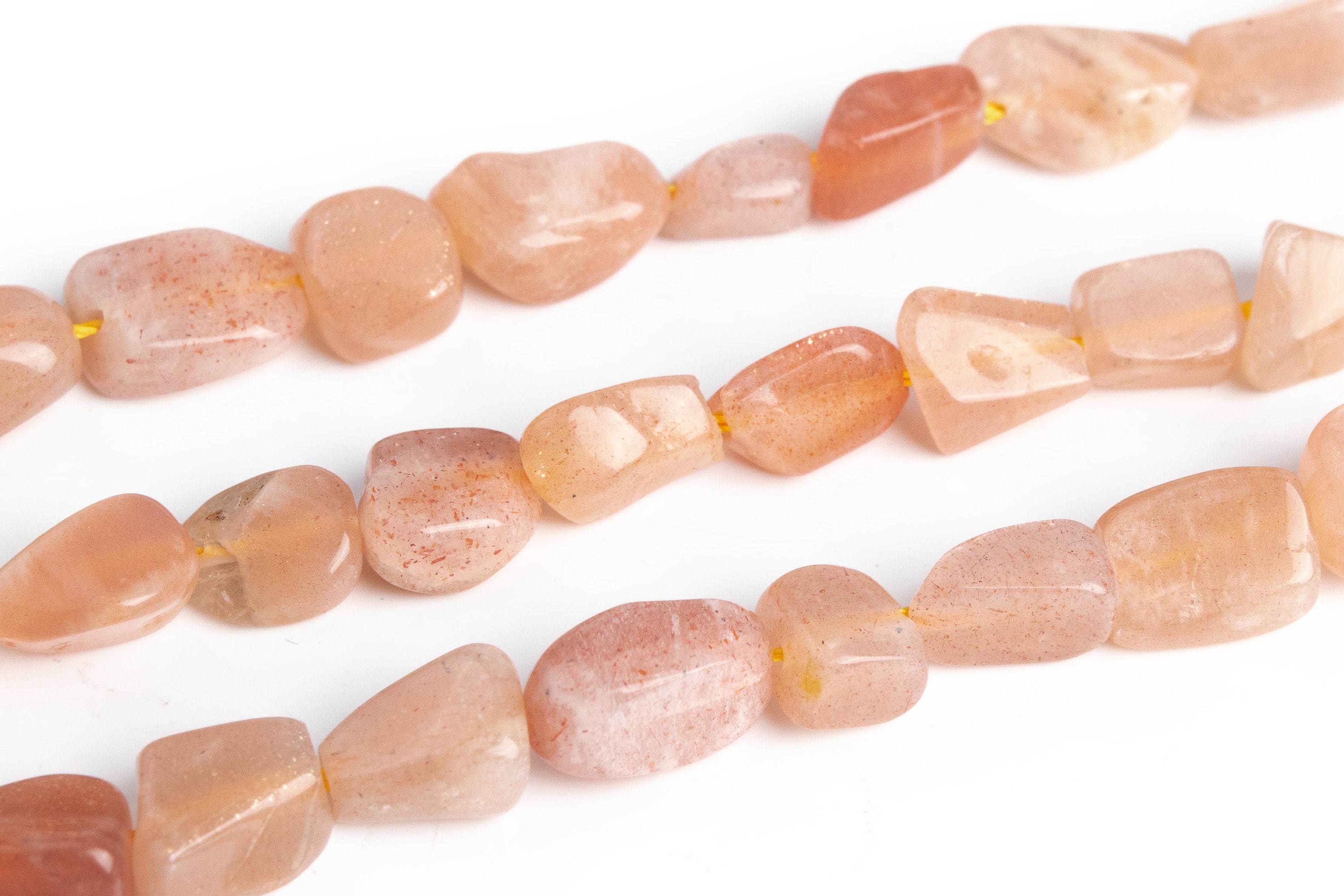 7-9mm Sunstone Beads Pebble Nugget Grade Aa Genuine Natural Gemstone Beads 15.5"/7.5" Bulk Lot Options (108428)