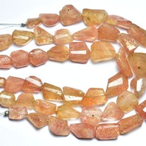 8 Inches,natural Finest Quality Sunstone Faceted Nugget Shape,,size Is 10-14mm #256