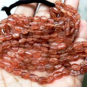 8 Inches Strand, Gorgeous Natural Sunstone Smooth Nuggets Shape , Size 8-10mm