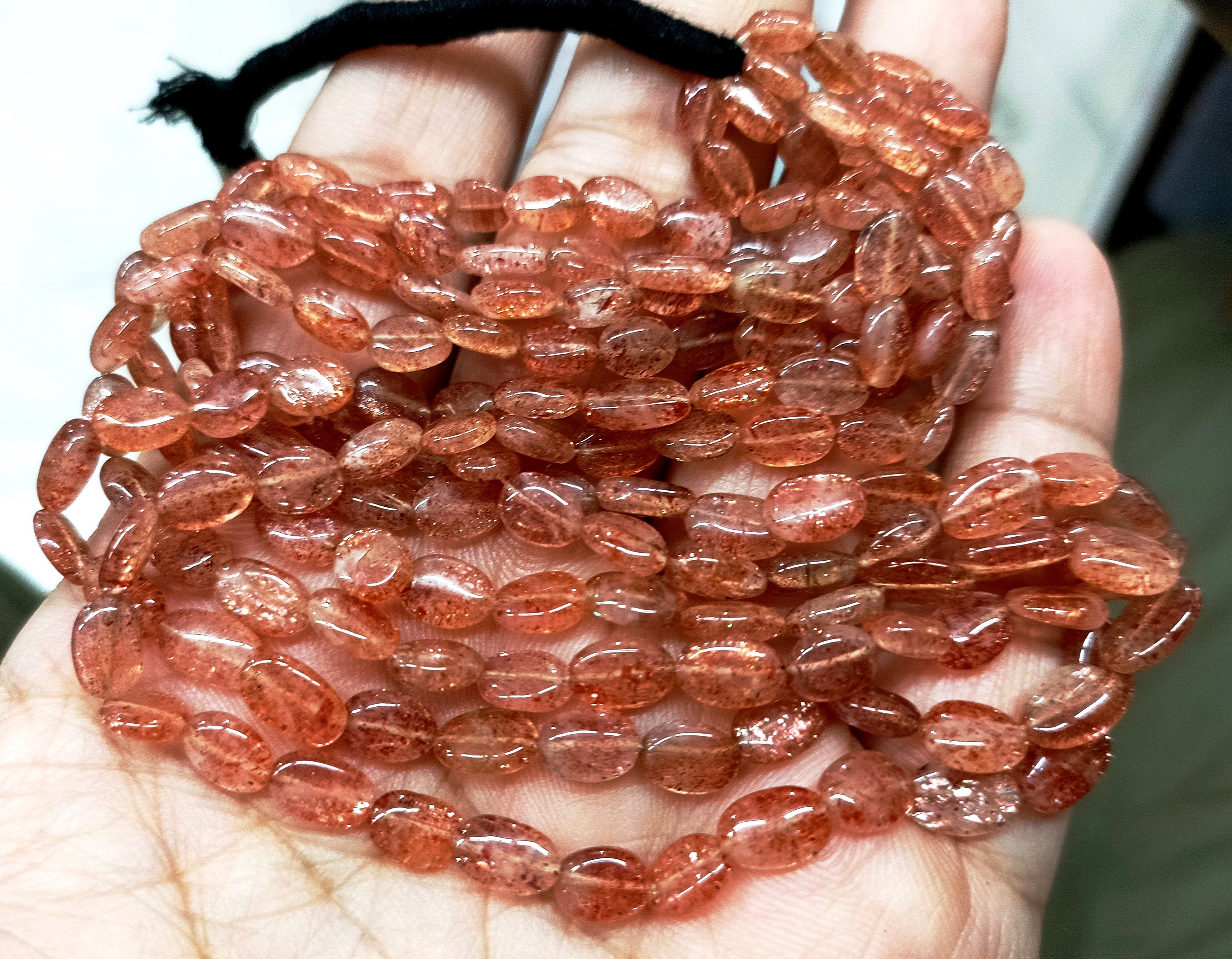 8 Inches Strand, Gorgeous Natural Sunstone Smooth Nuggets Shape , Size 8-10mm 8 Inches Strand, Gorgeous Natural Sunstone Smooth Nuggets Shape , Size 8-10mm