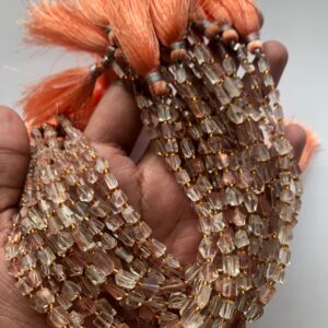 Oregon Sunstone Faceted Nugget Beads, Gemstone Strand Jewelry Making (21CM)