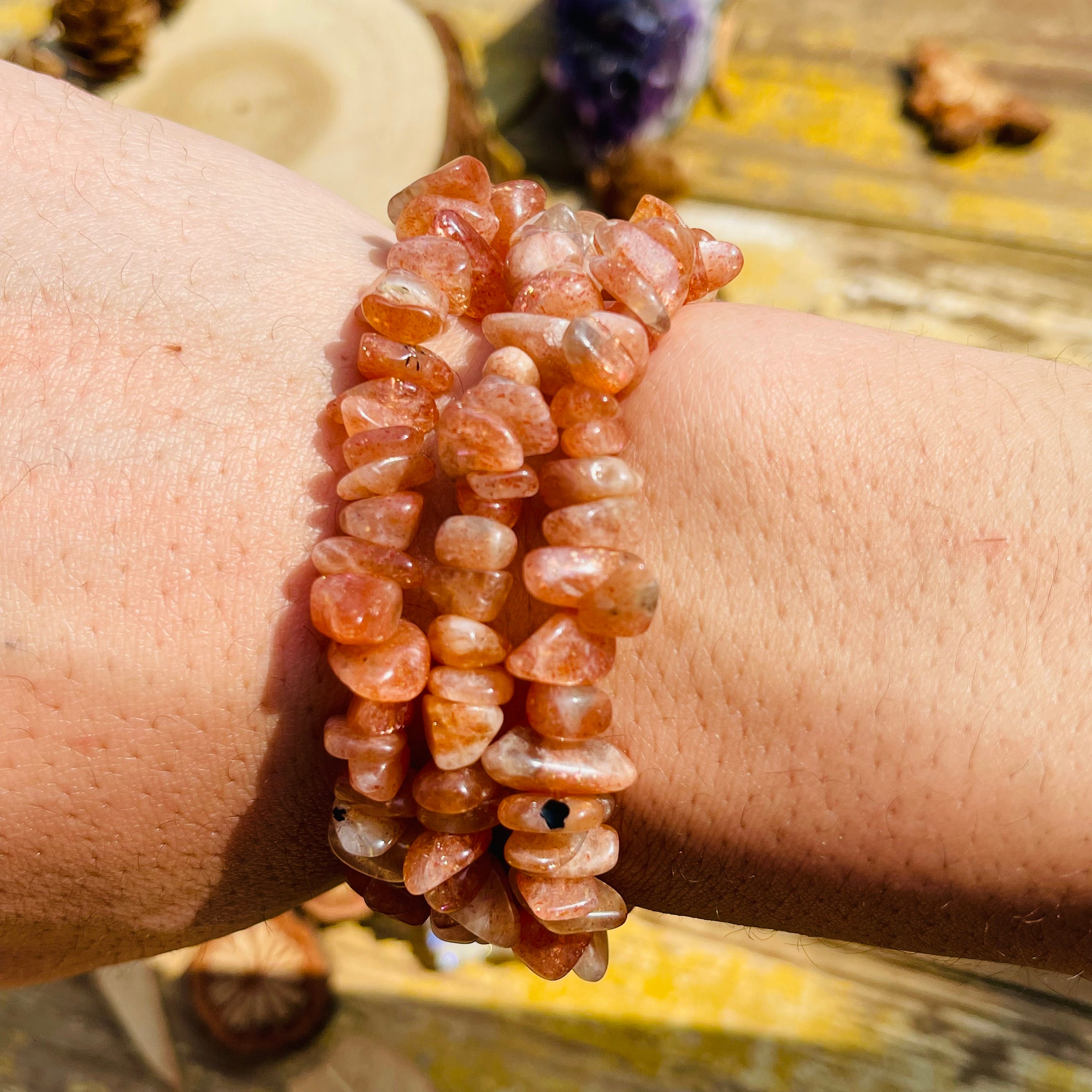 Aaa Natural Gold Sunstone Chip Bracelet,healing Braclet,stretchy Chip Beads Bracelet,chip Stretchy String Bracelet.7.5 Inches Bracelet.
