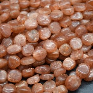 Dark Sunstone Gemstone Tumblestone Nugget Pebble Beads - 3 Sizes - 16" Strand