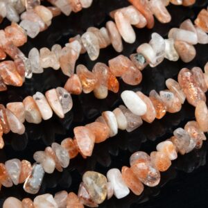 Genuine Natural Sunstone Gemstone Beads 4-10mm Orange Pebble Chips Aa Quality Loose Beads (108403)