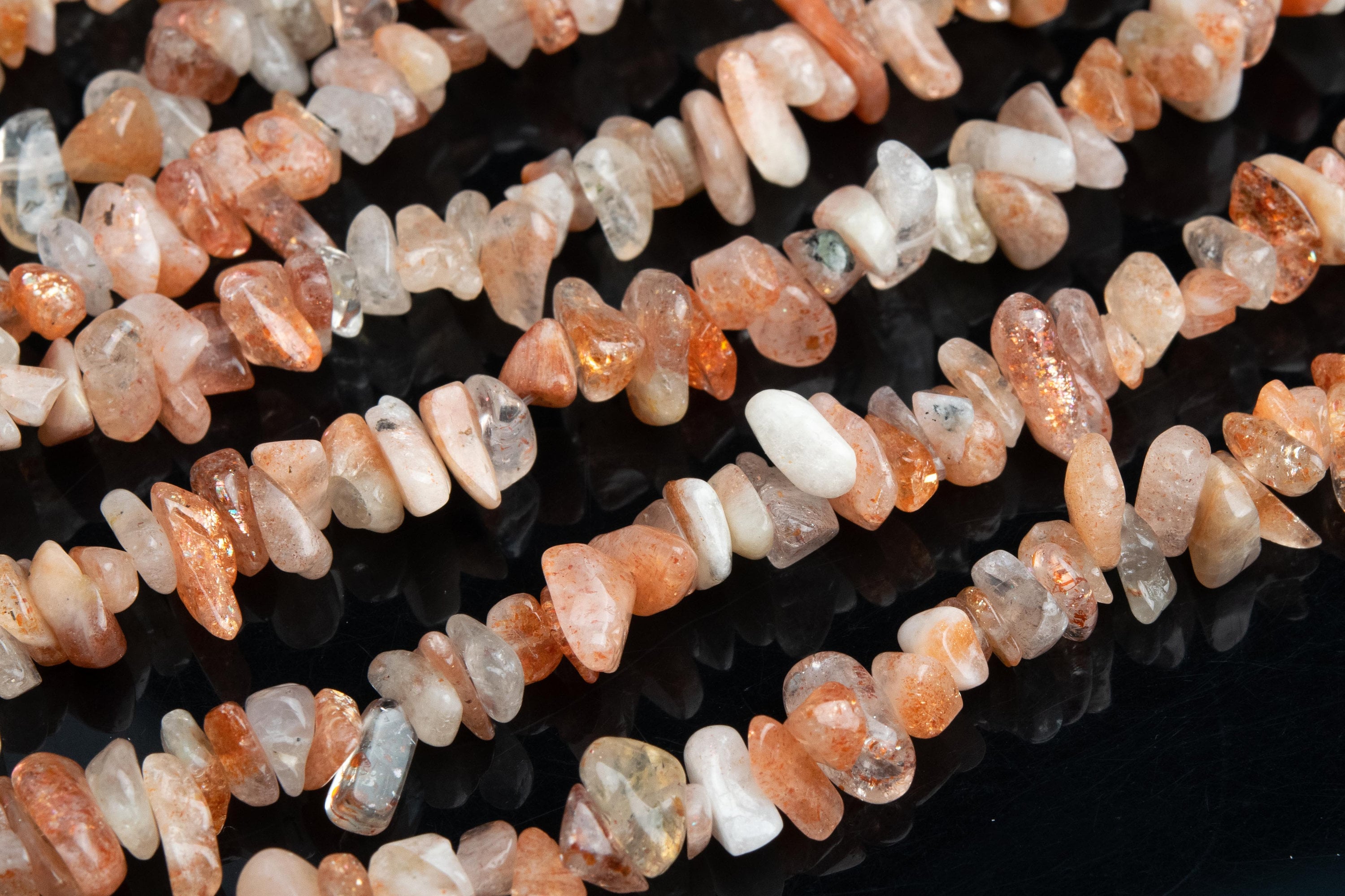 Genuine Natural Sunstone Gemstone Beads 4-10mm Orange Pebble Chips Aa Quality Loose Beads (108403)