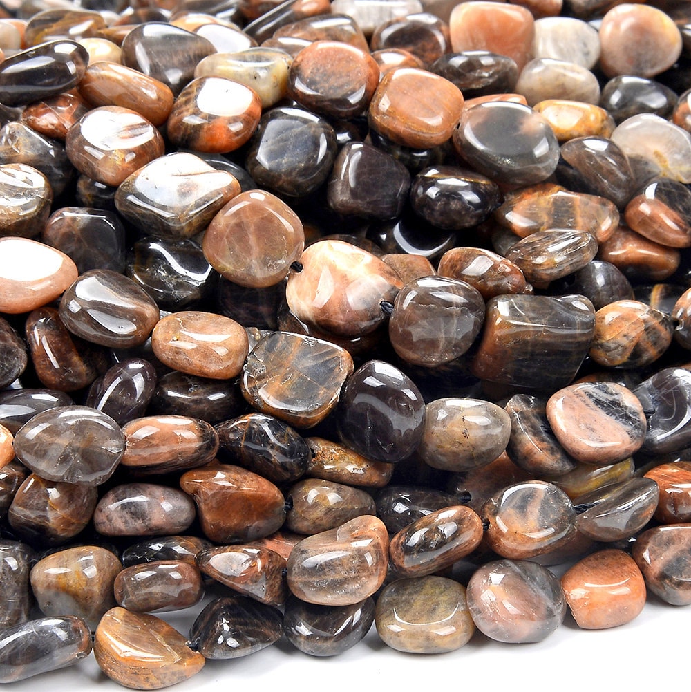 Natural Black Sunstone Gemstone 8-10mm Pebble Nugget Loose Beads (d468) Natural Black Sunstone Gemstone 8-10mm Pebble Nugget Loose Beads (d468)