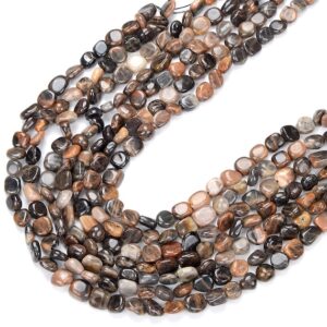 Natural Black Sunstone Gemstone 8-10mm Pebble Nugget Loose Beadsbulk Lot 1,2,6,12 And 50 (d468)