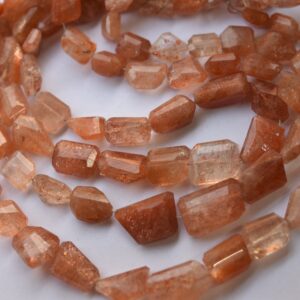 Natural Sunstone Faceted Nugget Strand (9-14mm)