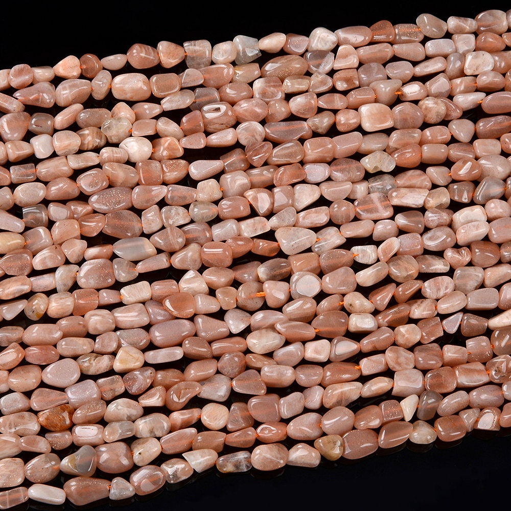 Natural Sunstone Gemstone 4-7mm Pebble Nugget Loose Beads (d414)