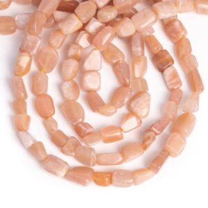 Natural Orange Sunstone Gemstone Grade Aa Pebble Nugget 7-9mm Loose Beads