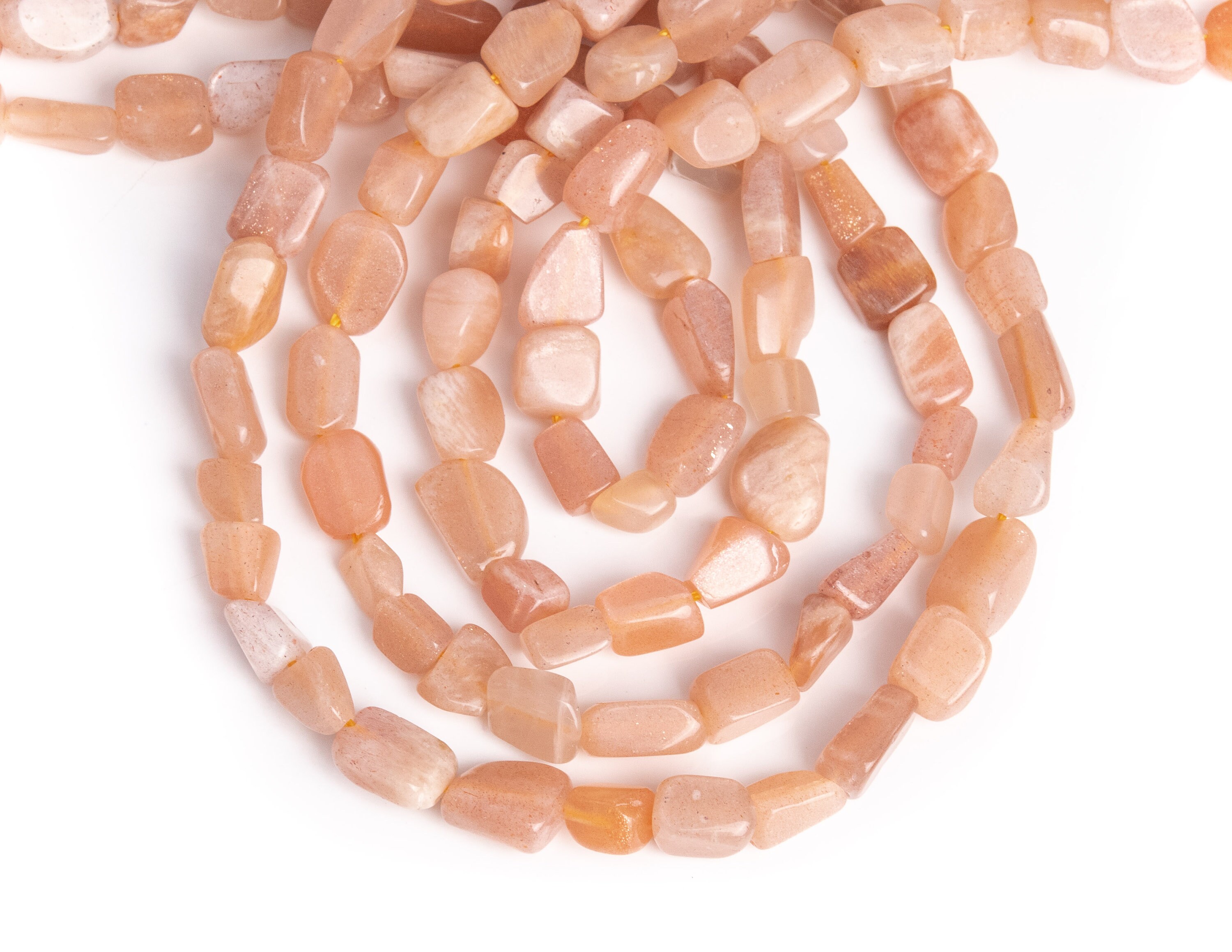 Natural Orange Sunstone Gemstone Grade Aa Pebble Nugget 7-9mm Loose Beads