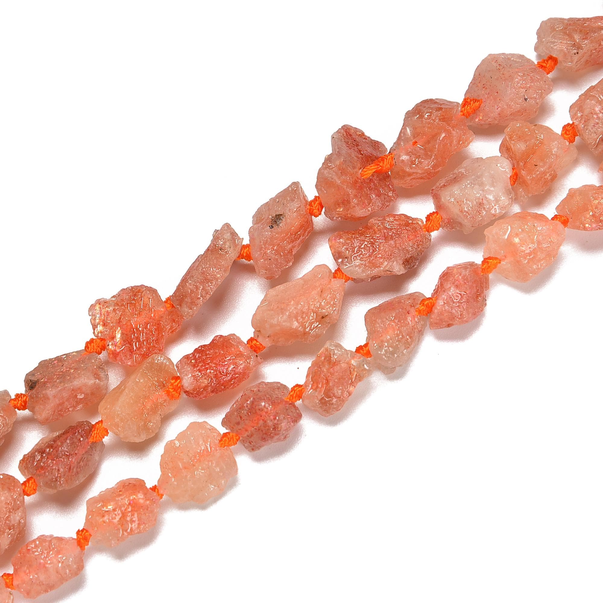 Natural Sunstone Rough Nugget Chunks Side Drill Beads Size 8x12mm 15.5'' Str