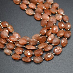 Oregon Sunstone Gemstone Faceted Pebble Nugget Beads - 8mm - 10mm - 8" Strand