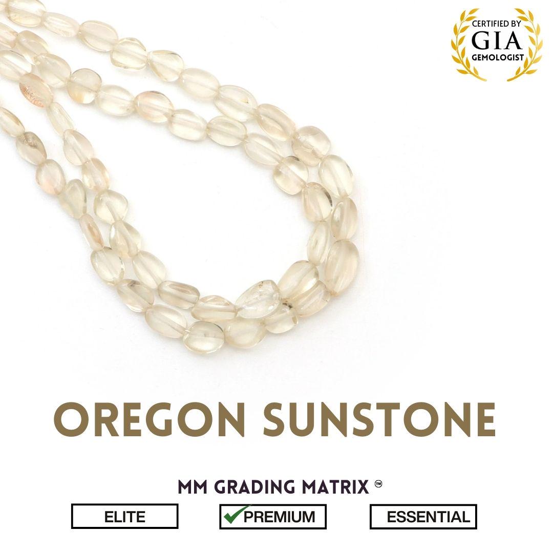 Oregon Sunstone Smooth Tumble Beads, 4x5 Mm To 5.5x10 Mm, Sunstone Jewelry Making Beads, 8 Inches / 17 Inches Full Strand, Price Per Strand