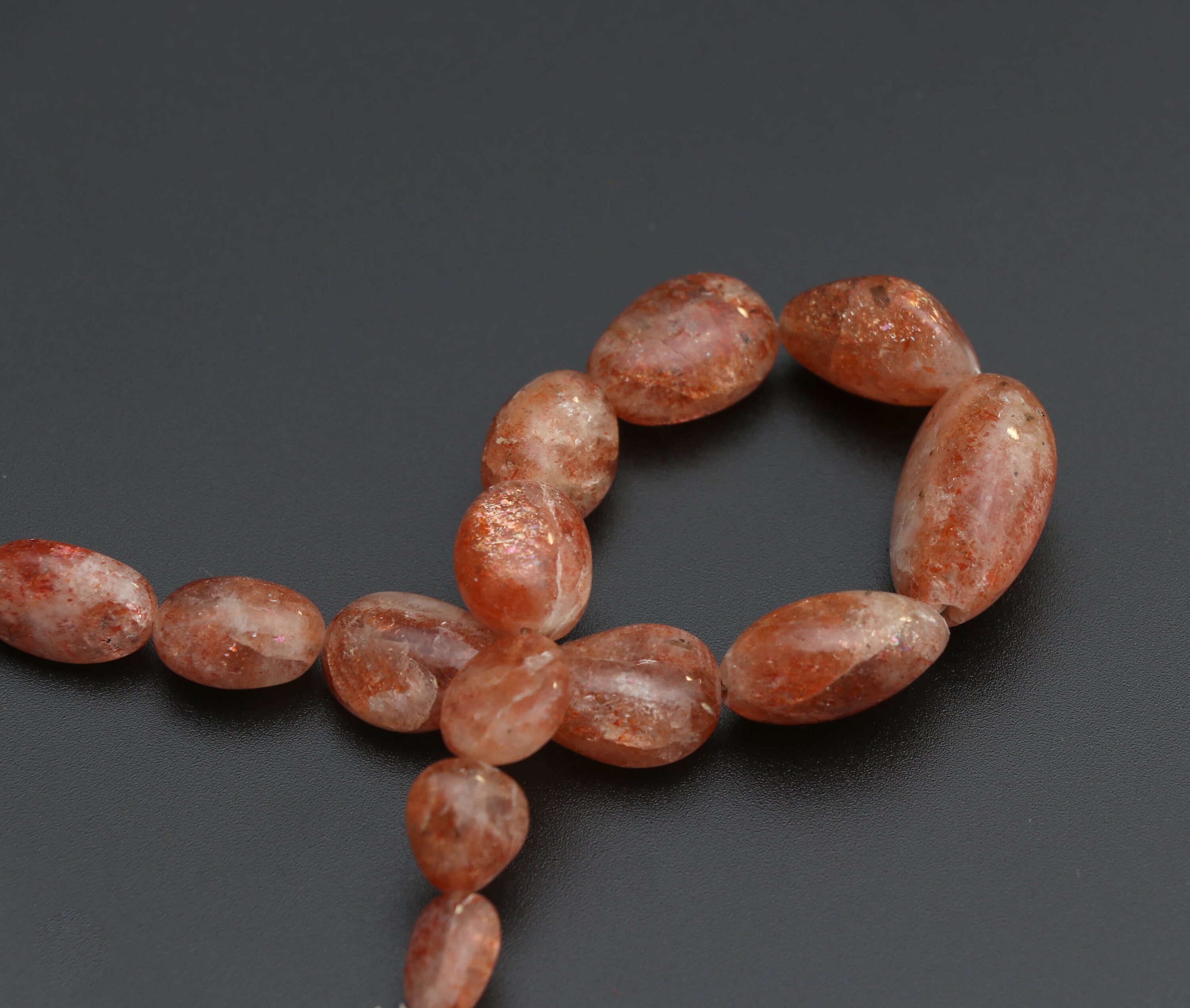 Sunstone Smooth Tumble Beads, 7x11 Mm To 15x20 Mm, Sunstone Jewelry Making Beads, Plain Sunstone Beads, 8 Inches Strand, Price Per Strand