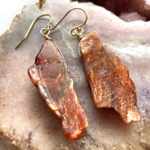 Sunstone Earrings: 14k Gold Fill Dangle, Boho Chic Style Sunstone Earrings: 14k Gold Fill Dangle, Boho Chic Style