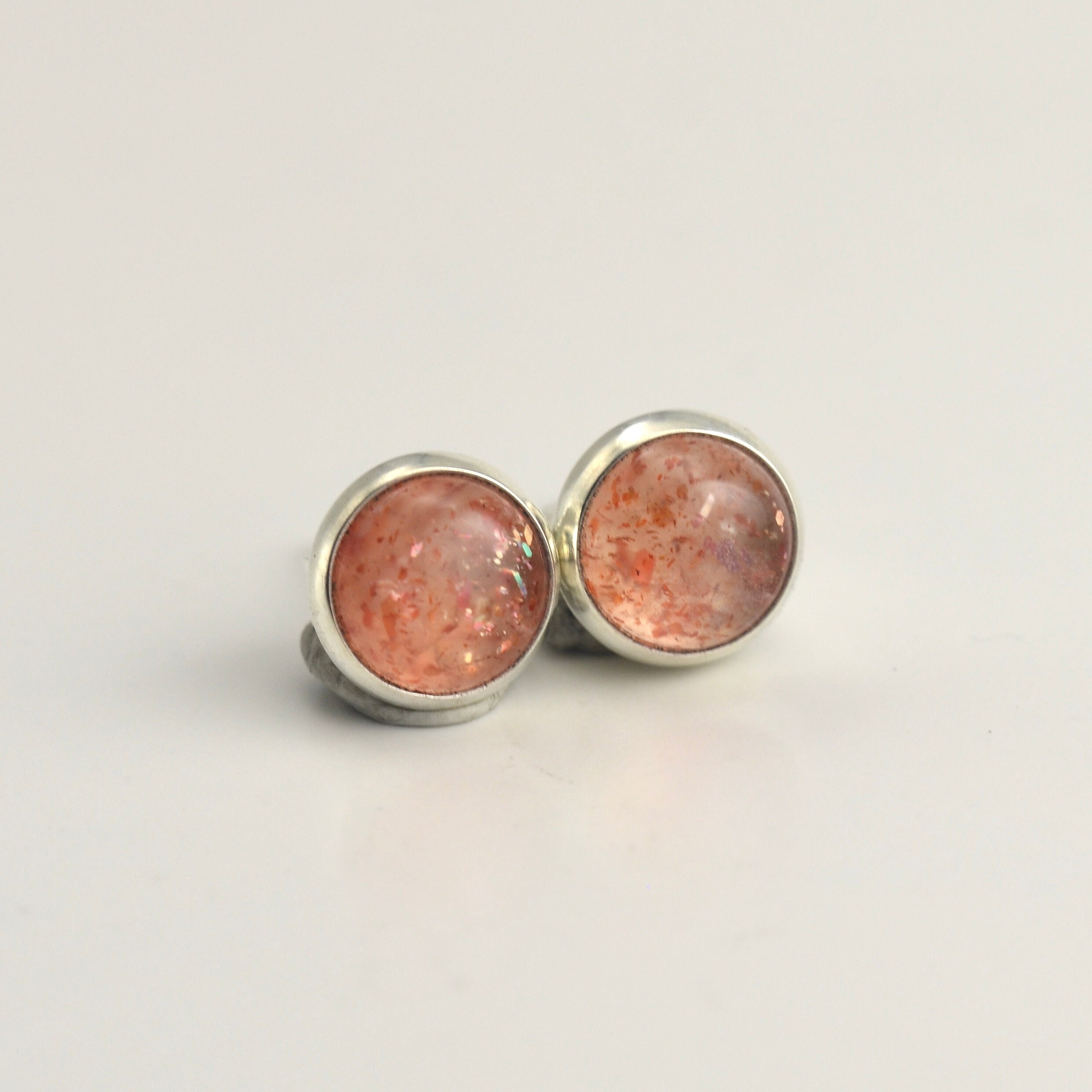 Sunstone 6mm Sterling Silver Stud Earrings Pair