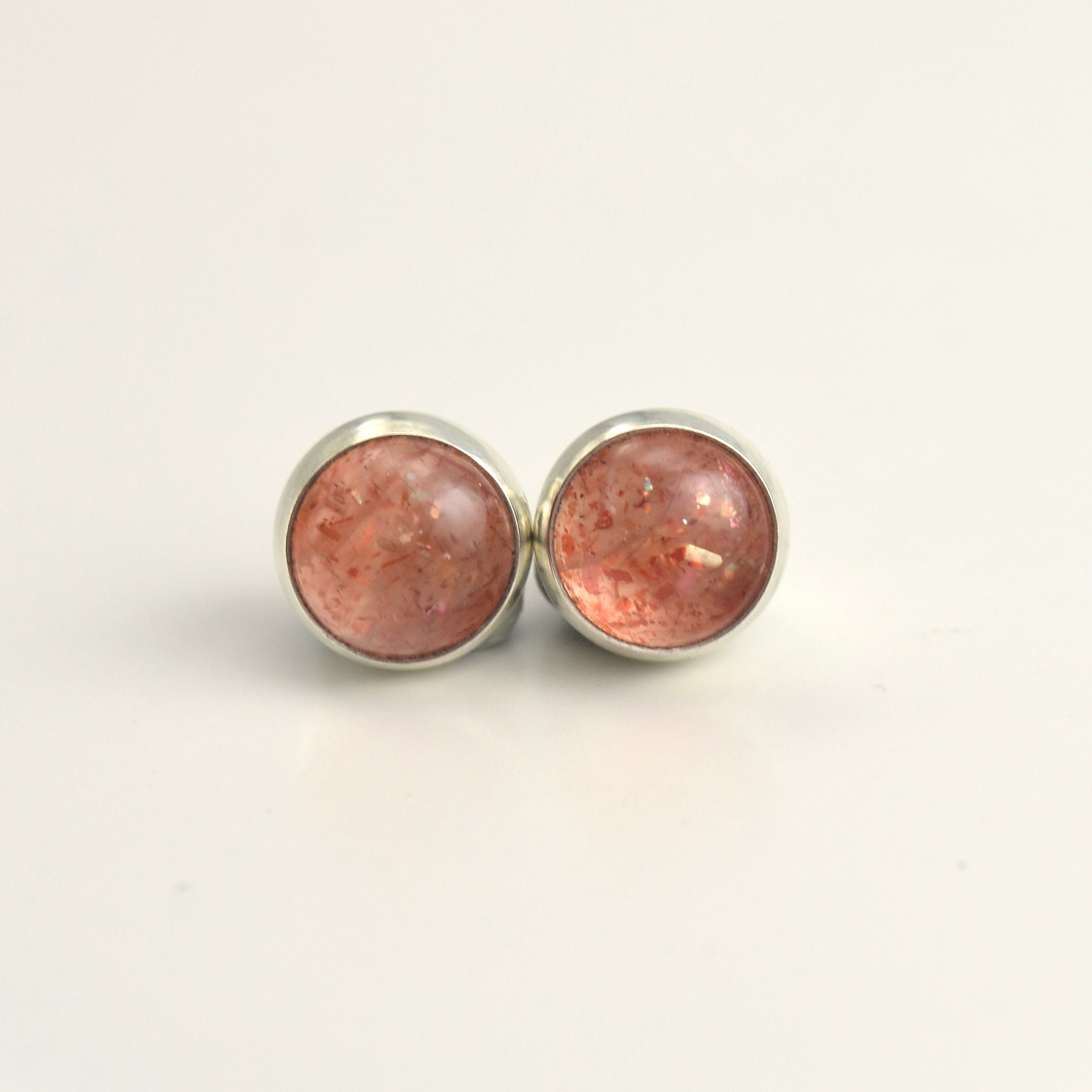 Sunstone 6mm Sterling Silver Stud Earrings Pair
