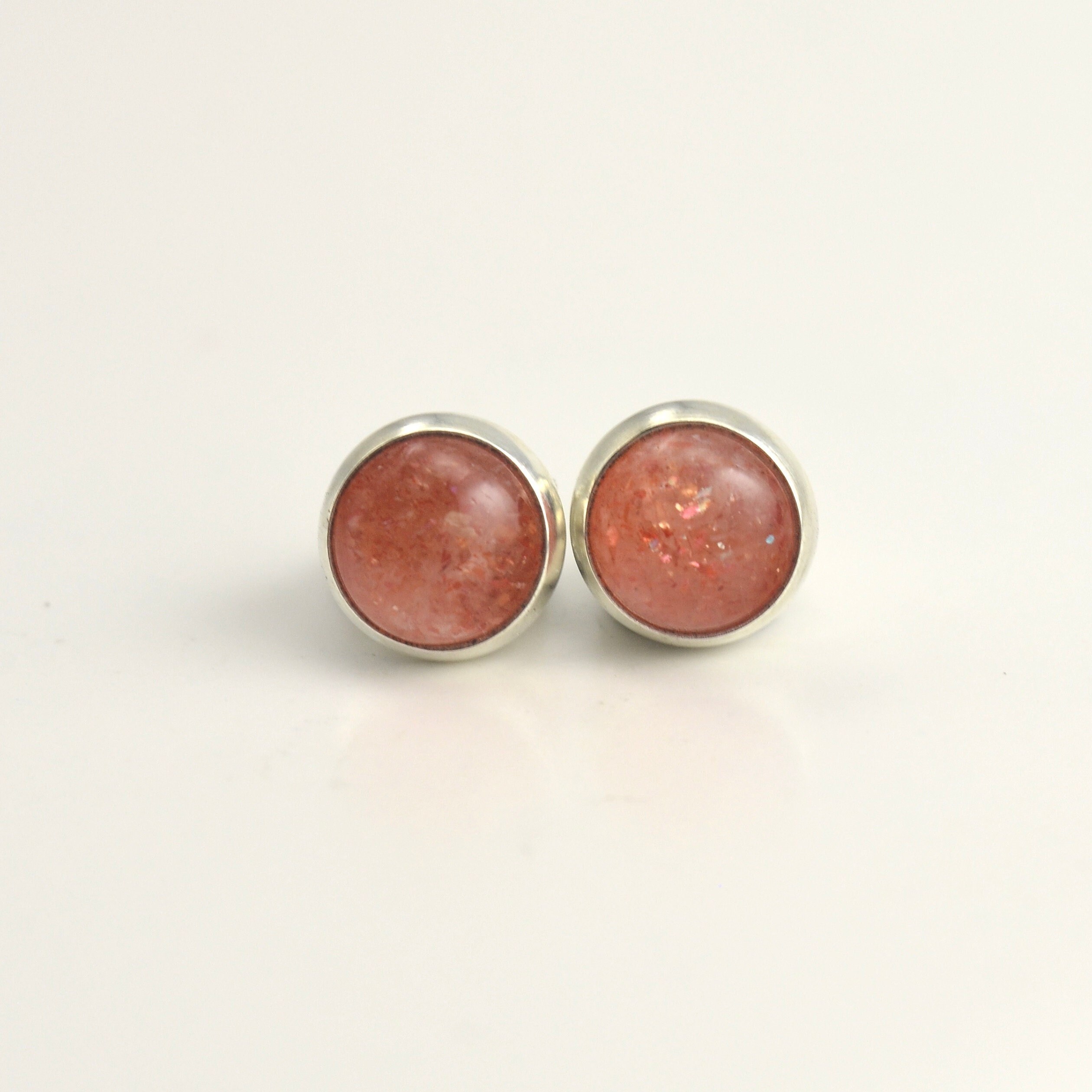Sunstone 6mm Sterling Silver Stud Earrings Pair