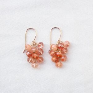 Natural Sunstone Cluster Earrings: Orange Gemstone, 14K Gold Filled or Sterling Silver Natural Sunstone Cluster Earrings: Orange Gemstone, 14K Gold Filled or Sterling Silver