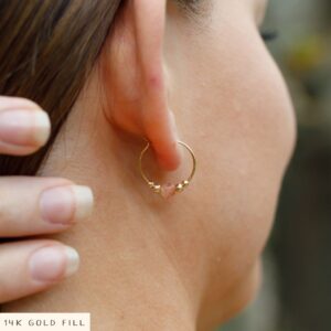 Dainty Sunstone Hoop Earrings – Gemstone Huggies, Spiritual Jewelry Dainty Sunstone Hoop Earrings – Gemstone Huggies, Spiritual Jewelry