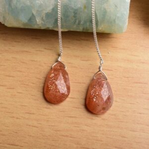 Designer Sunstone Pear Earring In 925 Sterling Silver, Artisan Earrings, Silver Jewelry, Dainty Earring, Wire Wrap, Handmade, Gift For Her Designer Sunstone Pear Earring In 925 Sterling Silver, Artisan Earrings, Silver Jewelry, Dainty Earring, Wire Wrap, Handmade, Gift For Her
