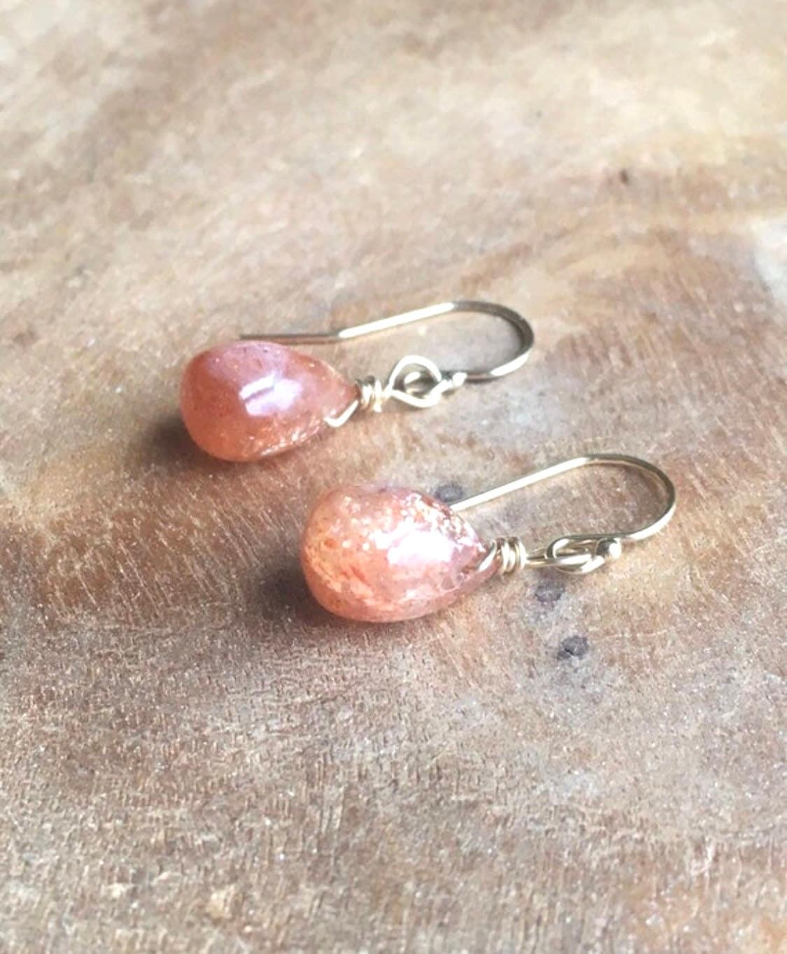 Sunstone Drop Earrings: Sterling Silver Or Gold Fill, Boho Chic