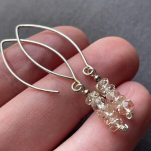Elegant Oregon Sunstone Earrings, Handmade With Natural Sunstone & Solid Sterling Silver, Beautiful Sparkling Champagne Color Faceted Beads Elegant Oregon Sunstone Earrings, Handmade With Natural Sunstone & Solid Sterling Silver, Beautiful Sparkling Champagne Color Faceted Beads