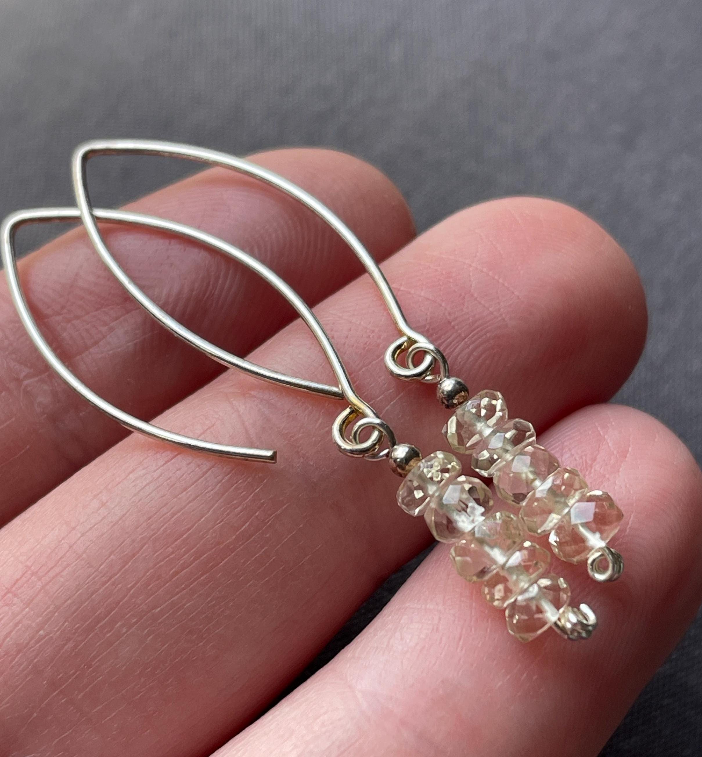Elegant Oregon Sunstone Earrings, Handmade With Natural Sunstone & Solid Sterling Silver, Beautiful Sparkling Champagne Color Faceted Beads