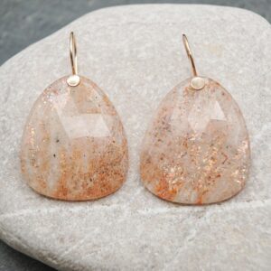 Sunstone Earrings: Faceted 14k Gold-fill Dangle Earrings, Natural Freeform Gemstones Sunstone Earrings: Faceted 14k Gold-fill Dangle Earrings, Natural Freeform Gemstones