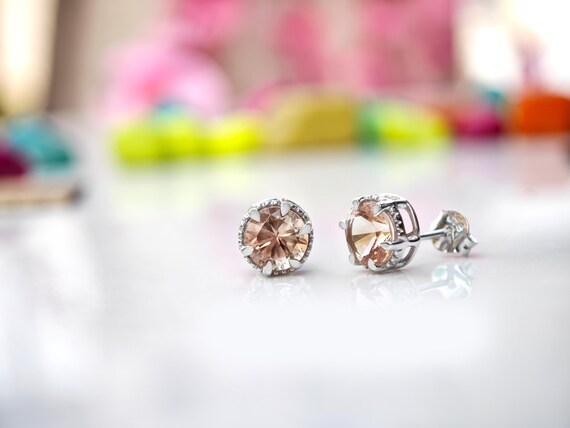 Sunstone Earrings For Women 925 Sterling Silver Gemstone Stud Unique Minimalist Wedding Earrings Statement Dainty Earrings Anniversary Gift