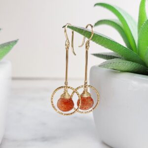 Sunstone Earrings, Gemstone Earrings / Handmade Jewelry / Long Dangle Earrings, Gold Hoop Earrings, Everyday Earrings, Statement Earrings Sunstone Earrings, Gemstone Earrings / Handmade Jewelry / Long Dangle Earrings, Gold Hoop Earrings, Everyday Earrings, Statement Earrings