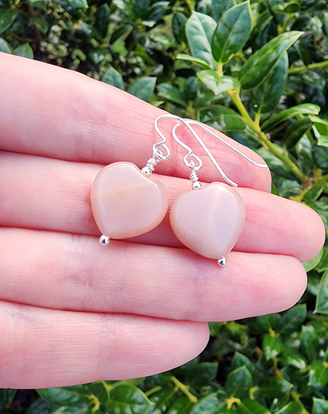 Sunstone Gemstone Heart Earrings Sterling Silver, Small Heart Dangle Earrings, Small Heart Earrings, Valentines Earrings, Heart Jewelry