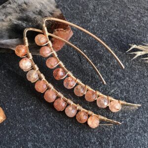 Sunstone Earrings Gold Filled Or Sterling Silver Wire Wrapped Natural Gemstone Modern Beaded Threaders Birthday Holiday Gift For Her 6621 Sunstone Earrings Gold Filled Or Sterling Silver Wire Wrapped Natural Gemstone Modern Beaded Threaders Birthday Holiday Gift For Her 6621