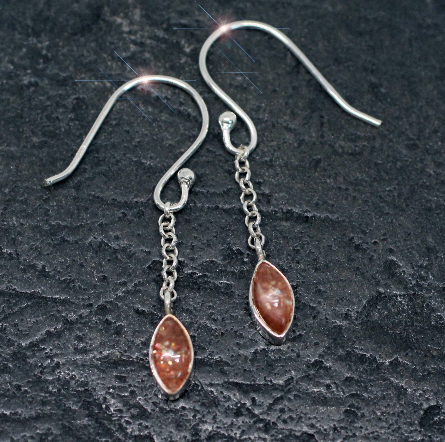 Late Day Sun - Natural Shimmering Sunstone Sterling Silver Earrings