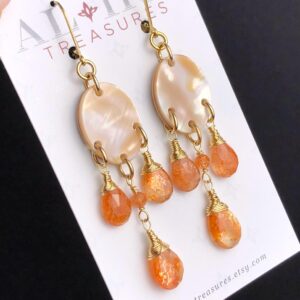 Sunstone Mother Of Pearl Earrings Gold Filled Wire Wrapped Natural Green Gemstones Chandeliers Bohemian Statement Long Dangle Drops 7756 Sunstone Mother Of Pearl Earrings Gold Filled Wire Wrapped Natural Green Gemstones Chandeliers Bohemian Statement Long Dangle Drops 7756