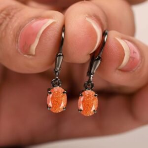 Natural Sunstone Earring- Hexagon Earring, Bridal Earing, Orange gemston earring, anniversary Gifts for her Natural Sunstone Earring- Hexagon Earring, Bridal Earing, Orange gemston earring, anniversary Gifts for her