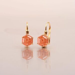 Natural Sunstone Earring- Hexagon Earring, Bridal Earing, Orange gemston earring, anniversary Gifts for her Natural Sunstone Earring- Hexagon Earring, Bridal Earing, Orange gemston earring, anniversary Gifts for her