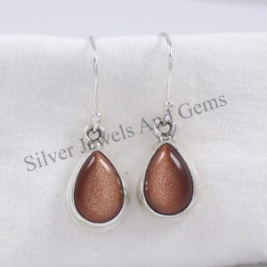 Teardrop Sunstone Earrings, 925 Sterling Silver, Gemstone Jewelry Teardrop Sunstone Earrings, 925 Sterling Silver, Gemstone Jewelry